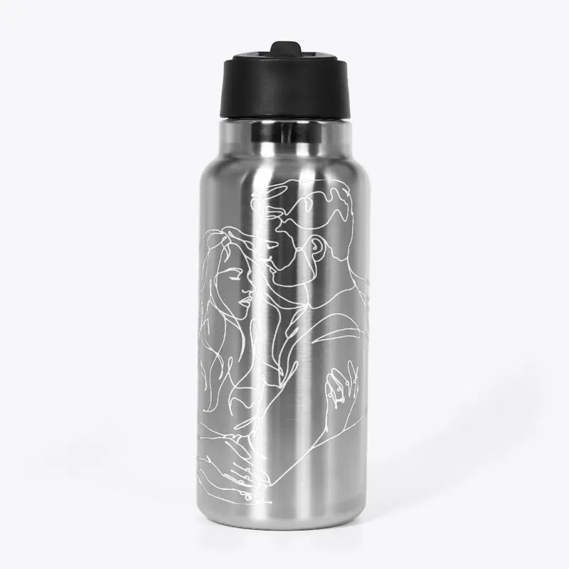 Line Art Stainless Steel Water Bottle